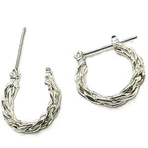 Silver-plated Small Hoop Earrings Twisted Rope Design